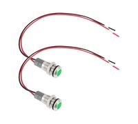 eMagTech 2 Luces Indicadoras de Señal LED de 8 Mm para Montaje en Panel CA/CC 12 V-24 V Carcasa Metálica Color Verde