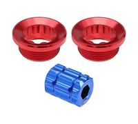 eMagTech 2 Tapas de Ajuste de manivela de Bicicleta con Herramienta Compatible con Shimano Deore/XT/SLX/XTR105/UT/DA M20 Tornillos de Cubierta de bielas Tuercas Perno Rojo