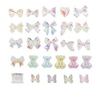 eMagTech 200Pcs 3D Bear Nail Charms Mariposa Nail Art Decoraciones Arco Adornos de Uñas Resina Nail Art Accesorio para Mujeres Niñas Salón Hogar DIY Nail Art Suministros