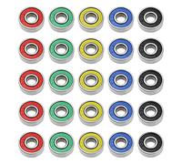 eMagTech 25 Piezas Rodamientos Deslizantes ABEC-9 608 2RS de Acero Al Carbono 8x22x7 Mm Rojo Amarillo Azul Verde Negro Aptos para Monopatín Juguetes Patines Scooters Motores Amoladora Angular