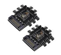 eMagTech 2X Ventilador de Chasis Hub SATA 1 A 8 Way12V 3/4 Pin Ventilador de Refrigeración Divisor Controlador Hub PWM para PC Placa Base de Ordenador de Escritorio