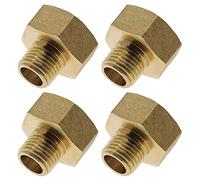 eMagTech 4 adaptadores de conversión de tubería de rosca BSP hembra de 1/2 pulgada a macho de 1/4 pulgada, conector de montaje de tubería hexagonal de latón para aire, agua, gas, combustible y aceite