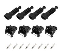 eMagTech 4 Juegos Conector JPT para Kit de Reparación de Automóviles 2 Pines 828657 828657-3 de 0,50Mm² A 1,00Mm² con Funda Antitorsión para Toma Combustible Automóvil Color Negro