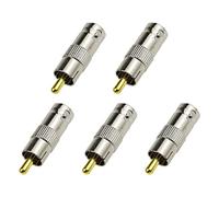 eMagTech 5 conectores adaptadores BNC macho a RCA Phono hembra, chapado en oro, AV a Q9, compatible con cámara de seguridad CCTV, sistema de vigilancia, monitor, TV, DVR, cámaras