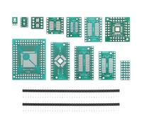 eMagTech 51 unidades 12 tipos CMS a DIP Kit de tarjetas adaptadoras SOP8, SOP10, SOP14, SOP16, SOP20, SOP24, SOP28, 0402/0603/0805, SMT SOT89/SOT223 TQFP100 QFN32 QFN44/48 con 2.54mm PCB Conectores