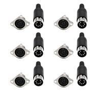 eMagTech 6 Unidades Adaptador de Conector Macho DIN Hembra de 7 Pines para Montaje en Panel de Soldadura para Se?ales de V¨ªdeo de Equipos Digitales.