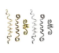 eMagTech 6 unidades de perlas vikingas para el pelo en espiral, de metal, trenzas, para rastas, trenzas, color plateado y dorado
