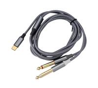 eMagTech Cable USB C a 6,35 mm USB A a Dual 6,35 mm, cable de audio TS de 1/4 pulgadas, cable divisor AUX Y para smartphone, tablet, portátil, amplificador y altavoz