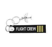 eMagTech Flightcrew Llavero con colgante de avión en miniatura hecho de tela para todos los pilotos, correa negra con anillo para todos los pilotos, asistentes de vuelo y pilotos profesionales, plata,