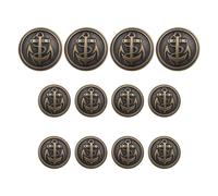 eMagTech Juego de 12 botones de anclaje de metal con hebilla en tono bronce, botones de vástago de costura de cobre para manualidades, ropa, uniforme, chaqueta, 4 piezas de 20 mm, 8 piezas de 15 mm