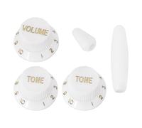eMagTech Juego de pomos blancos con kit de punta de interruptor, 2 tonos, 1 volumen, compatible con Fender compatible con Stratocaster guitarras estilo ST guitarra eléctrica