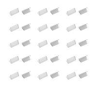eMagTech - Lote de 30 puntas de engarzado (11 x 20 mm, cierre de terminal de prensar de latón, extremo para pulsera de sombrero, encaje, cinta de cinturón, color plateado