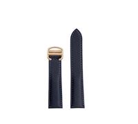 EMAIGlPO 16 mm 18 mm 20 mm apto for Cartier Tank London Hombres aptos for Santos Mujer Correa de reloj de cuero de vaca Correa de reloj de nailon azul Pulsera con hebilla de metal