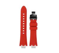 EMAIGlPO Adaptador de acero modificado for correa de silicona compatible con for Maurice Lacroix Aikon AI6008 AI6007 6038 AI6058(Red-Black Folding,For AI6008)