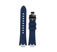 EMAIGlPO Adaptador de acero modificado for correa de silicona compatible con for Maurice Lacroix Aikon AI6008 AI6007 6038 AI6058(Blue-black Folding,For AI1108)