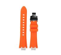 EMAIGlPO Adaptador de acero modificado for correa de silicona compatible con for Maurice Lacroix Aikon AI6008 AI6007 6038 AI6058(Orange-black Folding,For AI1018)