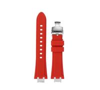 EMAIGlPO Adaptador de acero modificado for correa de silicona compatible con for Maurice Lacroix Aikon AI6008 AI6007 6038 AI6058(Red-silver Folding,For AI6058)