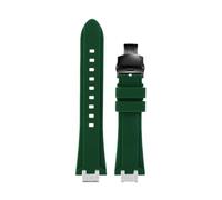 EMAIGlPO Adaptador de acero modificado for correa de silicona compatible con for Maurice Lacroix Aikon AI6008 AI6007 6038 AI6058(Green-black Folding,For AI6008)