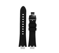 EMAIGlPO Adaptador de acero modificado for correa de silicona compatible con for Maurice Lacroix Aikon AI6008 AI6007 6038 AI6058(Black-black Folding,For AI6058)