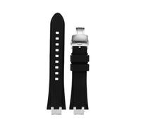EMAIGlPO Adaptador de acero modificado for correa de silicona compatible con for Maurice Lacroix Aikon AI6008 AI6007 6038 AI6058(Black-silver Folding,For AI1108)