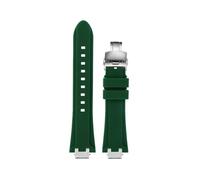 EMAIGlPO Adaptador de acero modificado for correa de silicona compatible con for Maurice Lacroix Aikon AI6008 AI6007 6038 AI6058(Green-silver Folding,For AI6058)