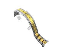 EMAIGlPO Adecuado for Explorer/Black Green/Water Ghost/Daytona Yacht Submariner Correa de interfaz curva de acero inoxidable de tres cuentas de 20 mm(Silver-Golden(No logo))