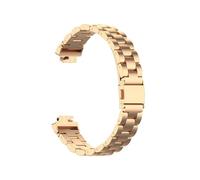 EMAIGlPO Adecuado for Fitbit Inpirenspire HR Correa de acero de tres cuentas, correa de metal de acero inoxidable, accesorios de reloj(Golden)