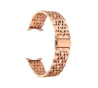 EMAIGlPO Adecuado for Samsung Galaxy Watch6 Correa de acero inoxidable de calibre siete Adecuado for Samsung Galaxy Watch5 Correa de reloj con hebilla plana de siete cuentas(Rose gold)