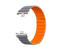 EMAIGlPO Adecuado for Xiaomi Band 8/9 Pro Correa de silicona Adecuado for Redmi Watch 4/5 Pulsera de cadena de silicona de dos colores(Grey-orange 1,For mi 8/9pro)