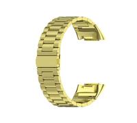 EMAIGlPO Ajuste adecuado for Fitbit Charge 5 Correa de acero inoxidable de tres cuentas, ajuste adecuado for conector de correa de acero inoxidable for Charge 3/4(Golden)