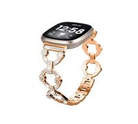 EMAIGlPO Ajuste adecuado for Fitbit versa3/sense/versa4/sense2, correa de diamante con incrustaciones de metal con círculo de fragancia pequeña(Rose gold,For Versa3/sense)