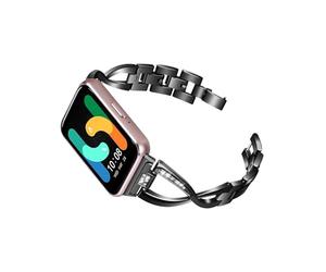 EMAIGlPO Ajuste adecuado for Samsung Galaxy Fit3 correa con incrustaciones de diamantes compatible con correa de acero inoxidable de metal de aleación de zinc for SM-R390(Black)
