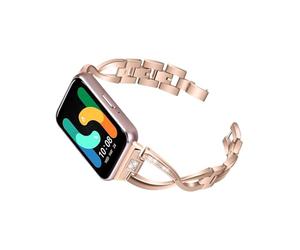 EMAIGlPO Ajuste adecuado for Samsung Galaxy Fit3 correa con incrustaciones de diamantes compatible con correa de acero inoxidable de metal de aleación de zinc for SM-R390(Rose gold)
