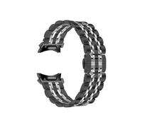 EMAIGlPO Ajuste adecuado for Samsung Galaxy Watch6/5/4, conector de botón clásico, correa de acero inoxidable con siete cuentas, accesorios for reloj(Black-Silver)