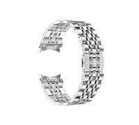 EMAIGlPO Ajuste adecuado for Samsung Galaxy Watch6/5/4, conector de botón clásico, correa de acero inoxidable con siete cuentas, accesorios for reloj(Silver)