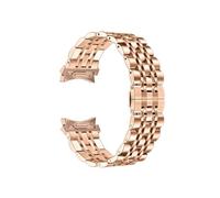 EMAIGlPO Ajuste adecuado for Samsung Galaxy Watch6/5/4, conector de botón clásico, correa de acero inoxidable con siete cuentas, accesorios for reloj(Rose gold)