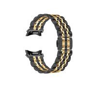 EMAIGlPO Ajuste adecuado for Samsung Galaxy Watch6/5/4, conector de botón clásico, correa de acero inoxidable con siete cuentas, accesorios for reloj(Black-gold)