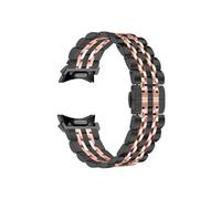 EMAIGlPO Ajuste adecuado for Samsung Galaxy Watch6/5/4, conector de botón clásico, correa de acero inoxidable con siete cuentas, accesorios for reloj(Black-rose gold)