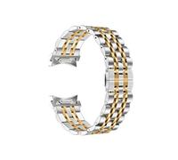 EMAIGlPO Ajuste adecuado for Samsung Galaxy Watch6/5/4, conector de botón clásico, correa de acero inoxidable con siete cuentas, accesorios for reloj(Silver-gold)
