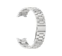 EMAIGlPO Ajuste adecuado for Samsung Galaxy Watch6 Botón de liberación rápida con hebilla plana de tres cuentas Correa de acero inoxidable Ajuste adecuado for Galaxy Watch6 Correa de acero(Silver)