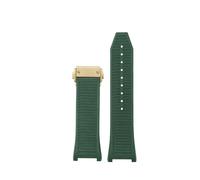 EMAIGlPO Ajuste for Ferragamo Sports Series Three Eyes F80 F-80, correa de reloj impermeable con hebilla plegable con muescas de goma de silicona for hombre(Dark green-gold)