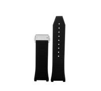 EMAIGlPO Ajuste for Ferragamo Sports Series Three Eyes F80 F-80, correa de reloj impermeable con hebilla plegable con muescas de goma de silicona for hombre(Black-silver)