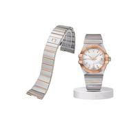 EMAIGlPO Ajuste for la correa de reloj for Omega Double Eagle Series 968-981-982 Ajuste for Omega Double Eagle Constellation hombres y mujeres Correa de acero sólido(Rose gold,25mm)