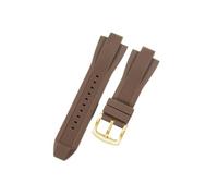 EMAIGlPO Ajuste for Michael Kors/Mike Coles Mk8184 8729 9020 boca convexa impermeable a prueba de sudor accesorios de correa de reloj de silicona(Brown-Golden-K2)