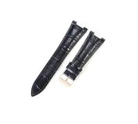 EMAIGlPO Ajuste for Patek Philippe 5711 5712G correa de reloj de cuero genuino impermeable a prueba de sudor hebilla plegable cóncava correa de reloj pulsera de 25mm(Black-Rose-K1)