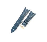 EMAIGlPO Ajuste for Patek Philippe 5711 5712G correa de reloj de cuero genuino impermeable a prueba de sudor hebilla plegable cóncava correa de reloj pulsera de 25mm(Blue-Gold-K1)