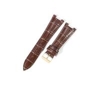 EMAIGlPO Ajuste for Patek Philippe 5711 5712G correa de reloj de cuero genuino impermeable a prueba de sudor hebilla plegable cóncava correa de reloj pulsera de 25mm(Brown-Gold-K1)