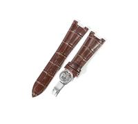 EMAIGlPO Ajuste for Patek Philippe 5711 5712G correa de reloj de cuero genuino impermeable a prueba de sudor hebilla plegable cóncava correa de reloj pulsera de 25mm(Brown-Steel-Z19)