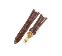 EMAIGlPO Ajuste for Patek Philippe 5711 5712G correa de reloj de cuero genuino impermeable a prueba de sudor hebilla plegable cóncava correa de reloj pulsera de 25mm(Brown-Gold-Z19)