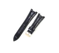 EMAIGlPO Ajuste for Patek Philippe 5711 5712G correa de reloj de cuero genuino impermeable a prueba de sudor hebilla plegable cóncava correa de reloj pulsera de 25mm(Black-Gold-K1)